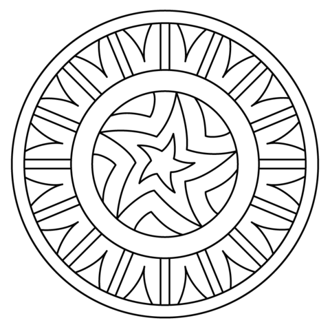 Mandala With Star Pattern Coloring Page